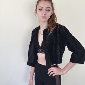 Fun Fuzzy Plush Faux Fur Cropped Jacket Vintage